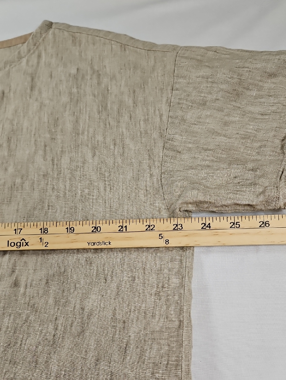Eileen Fisher Oatmeal Organic Linen Tunic Top, Size Large - Picture 7 of 10